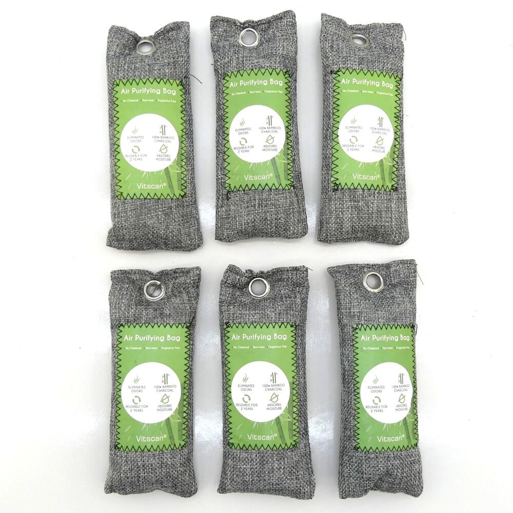 Lot of 6 Vitscan Bamboo Charcoal Air Purifying Bags Moisture & Odor Absorber